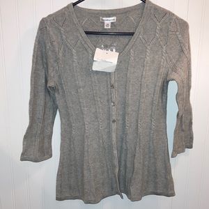 NWT Croft and barrow 3/4 length sweater cardigan in grey sz xs